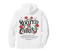 Rooted In Christ Christian Floral Vintage Roses Bible Verse Pullover Hoodie