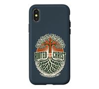 Rooted in Christ Colossians 2:7 Christian Faith Cross Tree Case for iPhone X/XS
