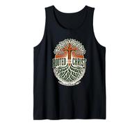 Rooted in Christ Colossians 2:7 Christian Faith Cross Tree Tank Top