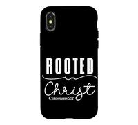 Rooted in Christ Colossians 2:7 Modern Typography Design Case for iPhone X/XS