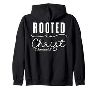 Rooted in Christ Colossians 2:7 Modern Typography Design Zip Hoodie