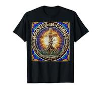 Rooted in Christ Colossians 2:7 Stained Glass Scripture T-Shirt