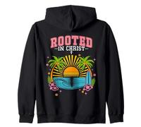 Rooted In Christ Cool Summer Beach Christian Bible Verse Zip Hoodie