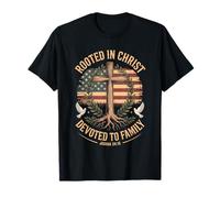 Rooted in Christ Devoted to Family Joshua 24 15 T-Shirt