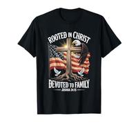 Rooted in Christ Devoted to Family Joshua 24 15 T-Shirt