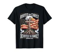 Rooted in Christ Devoted to Family Joshua 24 15 T-Shirt