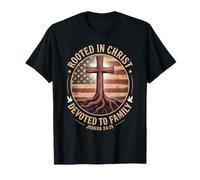 Rooted in Christ Devoted to Family Joshua 24 15 T-Shirt