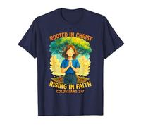 Rooted in Christ Illustrated Scripture | Colossians 2:7 T-Shirt