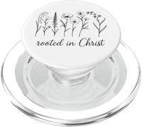 Rooted in Christ Modern Christian Floral Line Art Minimalist PopSockets PopGrip for MagSafe