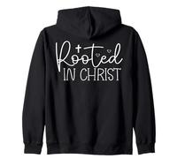 Rooted IN CHRIST Modern Typography Heart Design Zip Hoodie