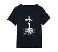 Rooted in Christ Product Religious Christian Cross T-Shirt, Women's Plus, Black, 4X