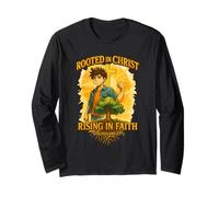 Rooted in Christ Rising in Faith | Colossians 2:7 Design Long Sleeve T-Shirt