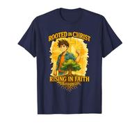 Rooted in Christ Rising in Faith | Colossians 2:7 Design T-Shirt
