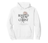 Rooted In Christ Rose Floral Christian Faith Verse Pullover Hoodie