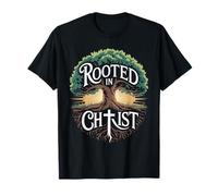 Rooted in Christ Shirt Tree Roots Faith Jesus Christian T-Shirt