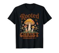 Rooted in Christ Spiritual Growth Botanical Illustration Value Graphic T-Shirt, Men, Black, L