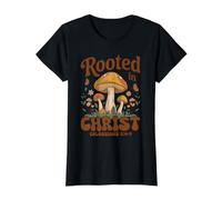 Rooted in Christ Spiritual Growth Botanical Illustration Value Graphic T-Shirt, Women, Black, L