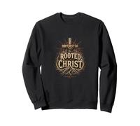 Rooted in Christ Vintage Cross Christian Design Sweatshirt
