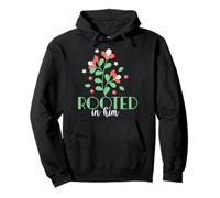 Rooted In Him Christian Floral Bible Verse Faith Pullover Hoodie