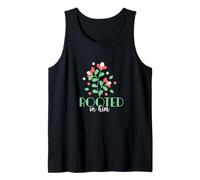 Rooted in Him Christian Floral Bible Verse Faith Tank Top
