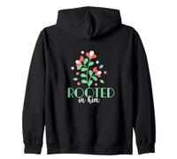 Rooted In Him Christian Floral Bible Verse Faith Zip Hoodie