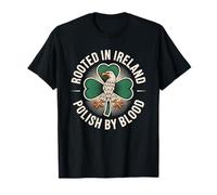 Rooted in Ireland Polish By Blood Eagle Shamrock Heritage T-Shirt