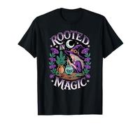 Rooted in Magic, Fun Mystical Witch and Moon Flower Design T-Shirt
