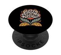 Rooted In Strength Flower Boho Vintage Inspiring Quote PopSockets Adhesive PopGrip