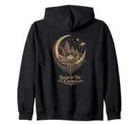 Rooted In The Cosmos Moon Forest Lotus Celestial Nature Zip Hoodie