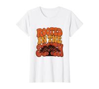 Rooted in The South Tree Silhouette Value Graphic T-Shirt, Women, White, XL