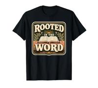 Rooted in The Word Christian Bible Scripture Faith Value Graphic T-Shirt