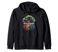 Rooted in Wonder Rainbow Tree Mindful Nature Zip Hoodie