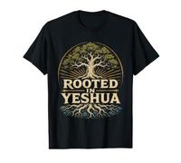 Rooted in Yeshua Deep Roots Christian Faith Bible Scripture Value Graphic T-Shirt