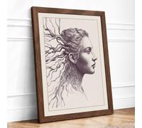 Rooted Modern Framed Wall Art Print A2 (59.4×42cm) Walnut, Wall Decor for