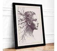 Rooted Modern Framed Wall Art Print A4 (29.7×21cm) Black, Wall Decor for