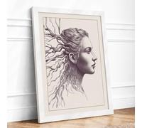 Rooted Modern Framed Wall Art Print A4 (29.7×21cm) White, Wall Decor for