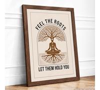 Rooted Stillness Minimalist Framed Wall Art Print A4 (29.7×21cm) Walnut, Wall Decor for Living Room, Bedroom, Office & Home, Ready to Hang, Art Gift