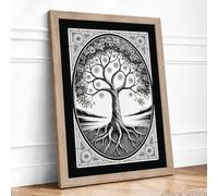 Rooted Symmetry Botanical Framed Wall Art Print A2 (59.4×42cm) Oak, Wall Decor for Living Room, Bedroom, Office & Home, Ready to Hang, Art Gift