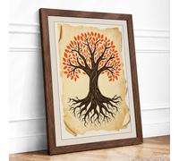 Rooted Symmetry Botanical Framed Wall Art Print A2 (59.4×42cm) Walnut, Wall Decor for Living Room, Bedroom, Office & Home, Ready to Hang, Art Gift