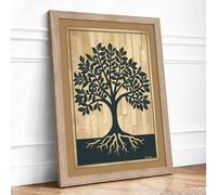 Rooted Symmetry Botanical Framed Wall Art Print A3 (42×29.7cm) Oak, Wall Decor for Living Room, Bedroom, Office & Home, Ready to Hang, Art Gift