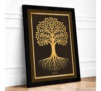 Rooted Symmetry Botanical Framed Wall Art Print A4 (29.7×21cm) Black, Wall Decor for Living Room, Bedroom, Office & Home, Ready to Hang, Art Gift