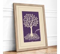 Rooted Symmetry Botanical Framed Wall Art Print A4 (29.7×21cm) Oak, Wall Decor for Living Room, Bedroom, Office & Home, Ready to Hang, Art Gift