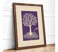 Rooted Symmetry Botanical Framed Wall Art Print A4 (29.7×21cm) Walnut, Wall Decor for Living Room, Bedroom, Office & Home, Ready to Hang, Art Gift