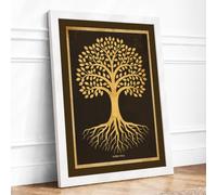 Rooted Symmetry Botanical Framed Wall Art Print A4 (29.7×21cm) White, Wall Decor for Living Room, Bedroom, Office & Home, Ready to Hang, Art Gift