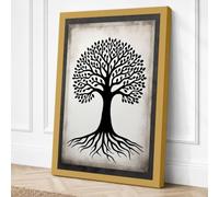 Rooted Tree Botanical Canvas Wall Art Print 24x16 Inch
