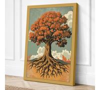 Rooted Tree Botanical Canvas Wall Art Print 36x24 Inch
