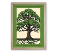Rooted Tree Botanical Framed Wall Art Print A1 (84.1×59.4cm) Oak, Wall Decor for Living Room, Bedroom, Office & Home, Ready to Hang, Art Gift
