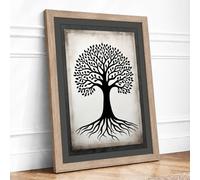 Rooted Tree Botanical Framed Wall Art Print A2 (59.4×42cm) Oak, Wall Decor for Living Room, Bedroom, Office & Home, Ready to Hang, Art Gift