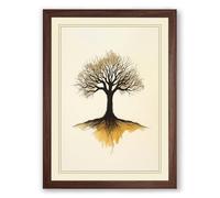 Rooted Tree Botanical Framed Wall Art Print A3 (42×29.7cm) Walnut, Wall Decor for Living Room, Bedroom, Office & Home, Ready to Hang, Art Gift