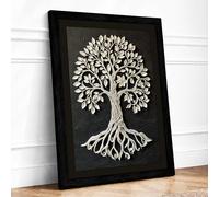 Rooted Tree Botanical Framed Wall Art Print A4 (29.7×21cm) Black, Wall Decor for Living Room, Bedroom, Office & Home, Ready to Hang, Art Gift